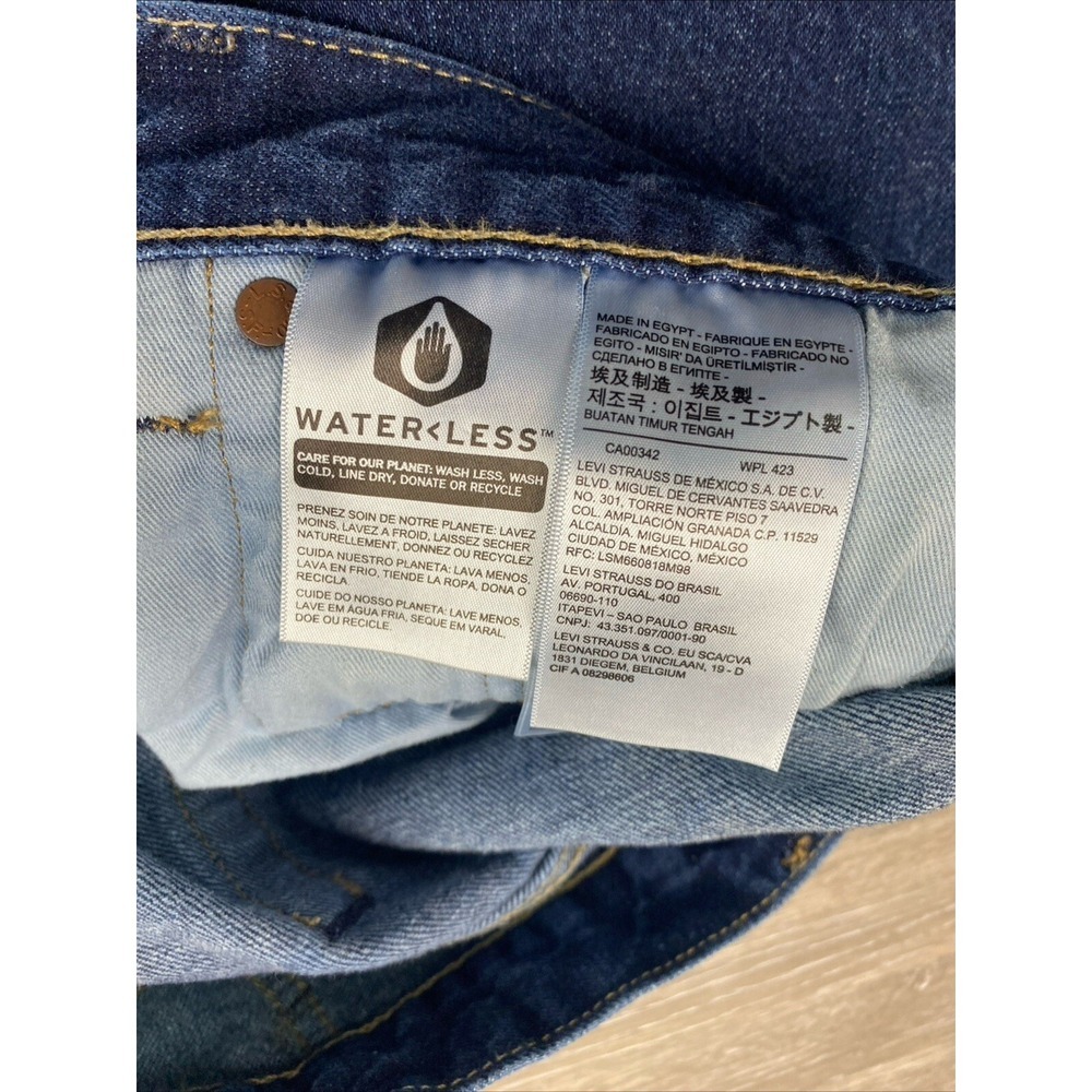 Levi's 501 Straight Leg Jeans Mens Size 38X34 Blue Denim Dark Wash Leather Patch - Picture 8 of 16